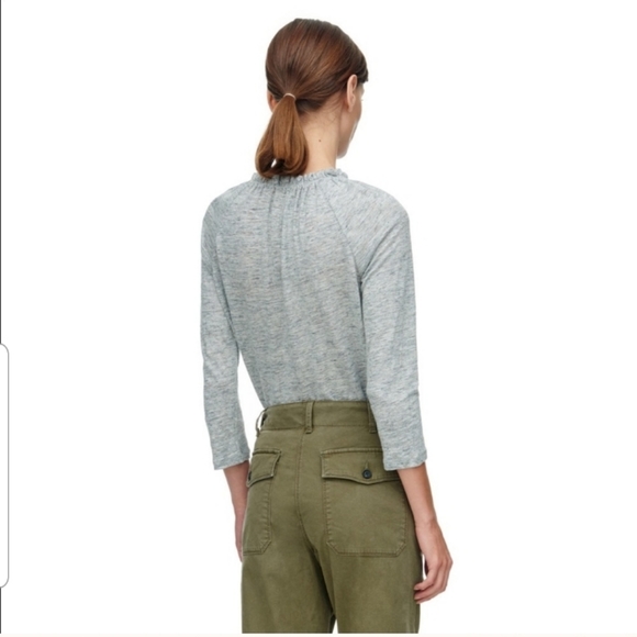 La Vie Rebecca Taylor Gray Linen Top - Picture 2 of 9